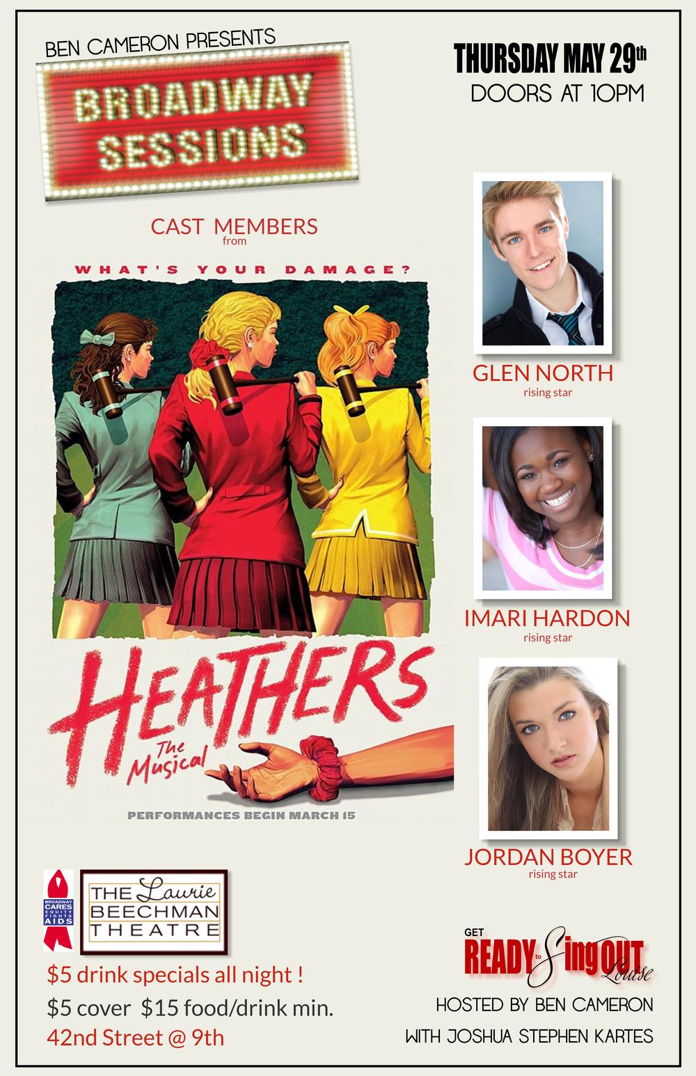 Cast Members from HEATHERS and More Set for BROADWAY SESSIONS, 5/29 Cast Members from HEATHERS and More Set for BROADWAY SESSIONS, 5/29